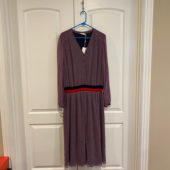 Tory Burch Maple Flower Cadena Silk Velma Dress - Picture 2 of 6